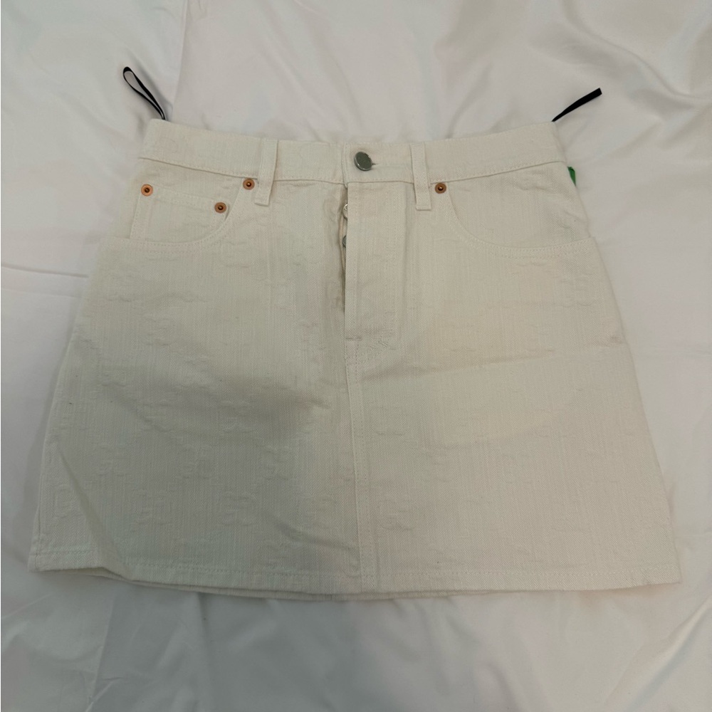 Gucci Cream Denim Mini Skirt